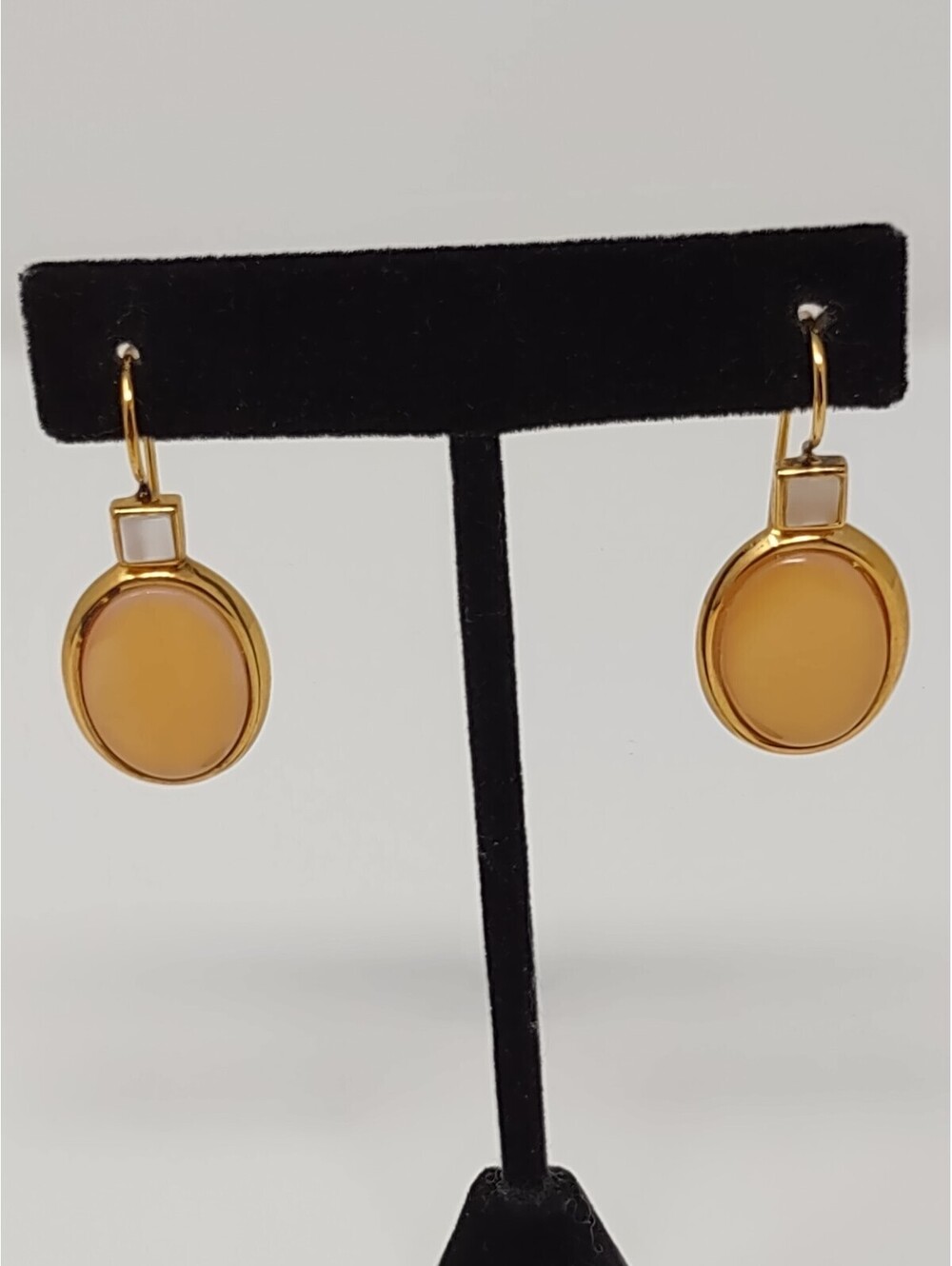 925 Sterling Gold Vermeil Mother of Pearl Peach Earrings